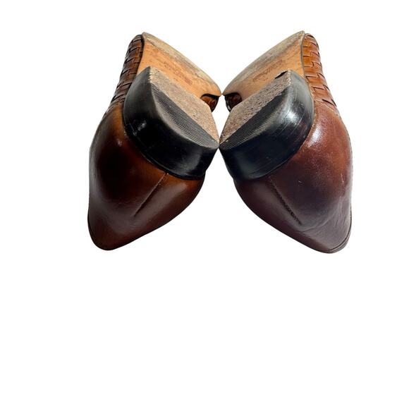 Vintage G.H. Bass Tailored Luxury Line 7 Brown Woven Leather Loafers Hand Sewn - Picture 10 of 14